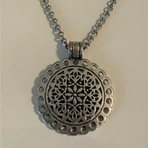 Lucky Brand Silver Filigree Medallion Pendant Necklace